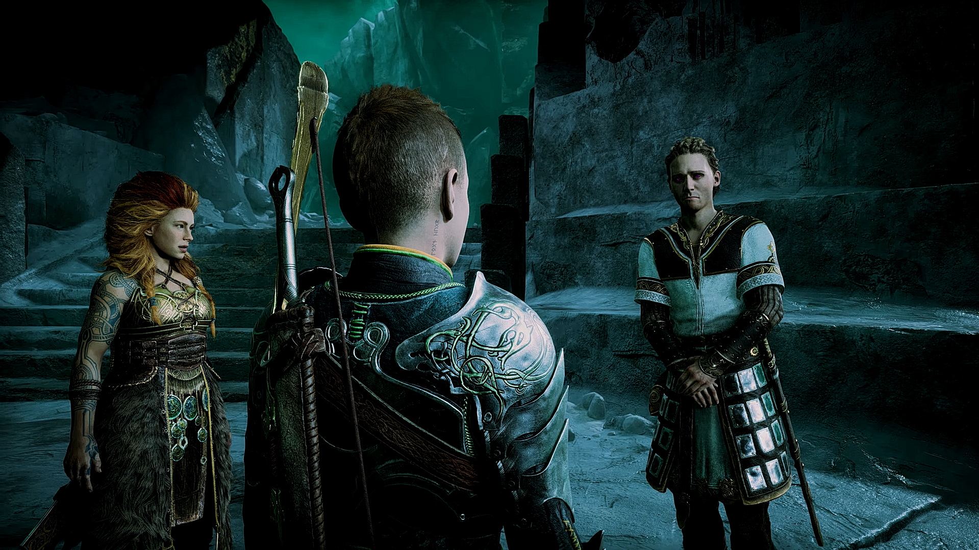 Atreus, Thrud, and Heimdall in Helheim