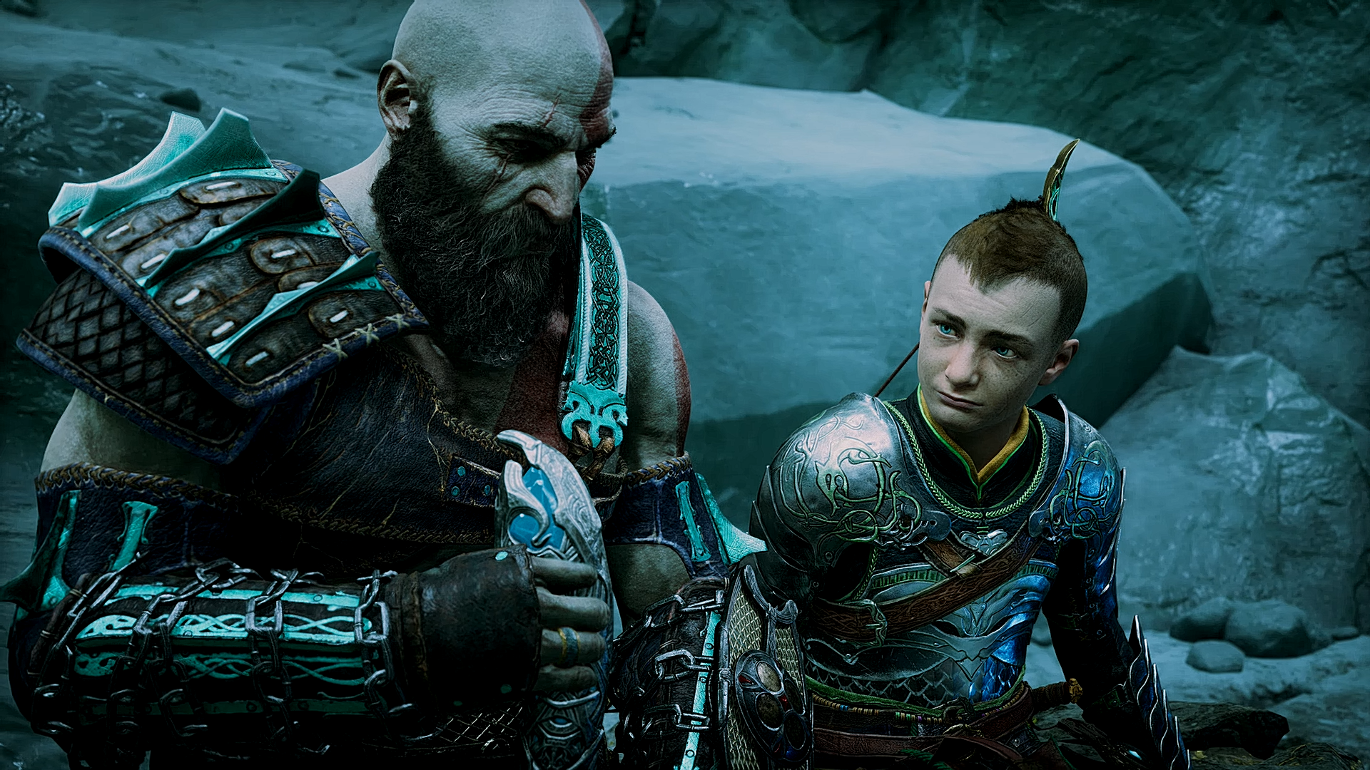 Atreus and Kratos in Helheim