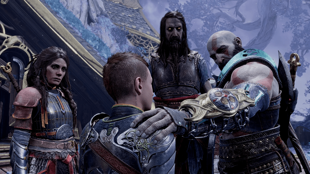Kratos, Freya, Tyr, and Atreus 